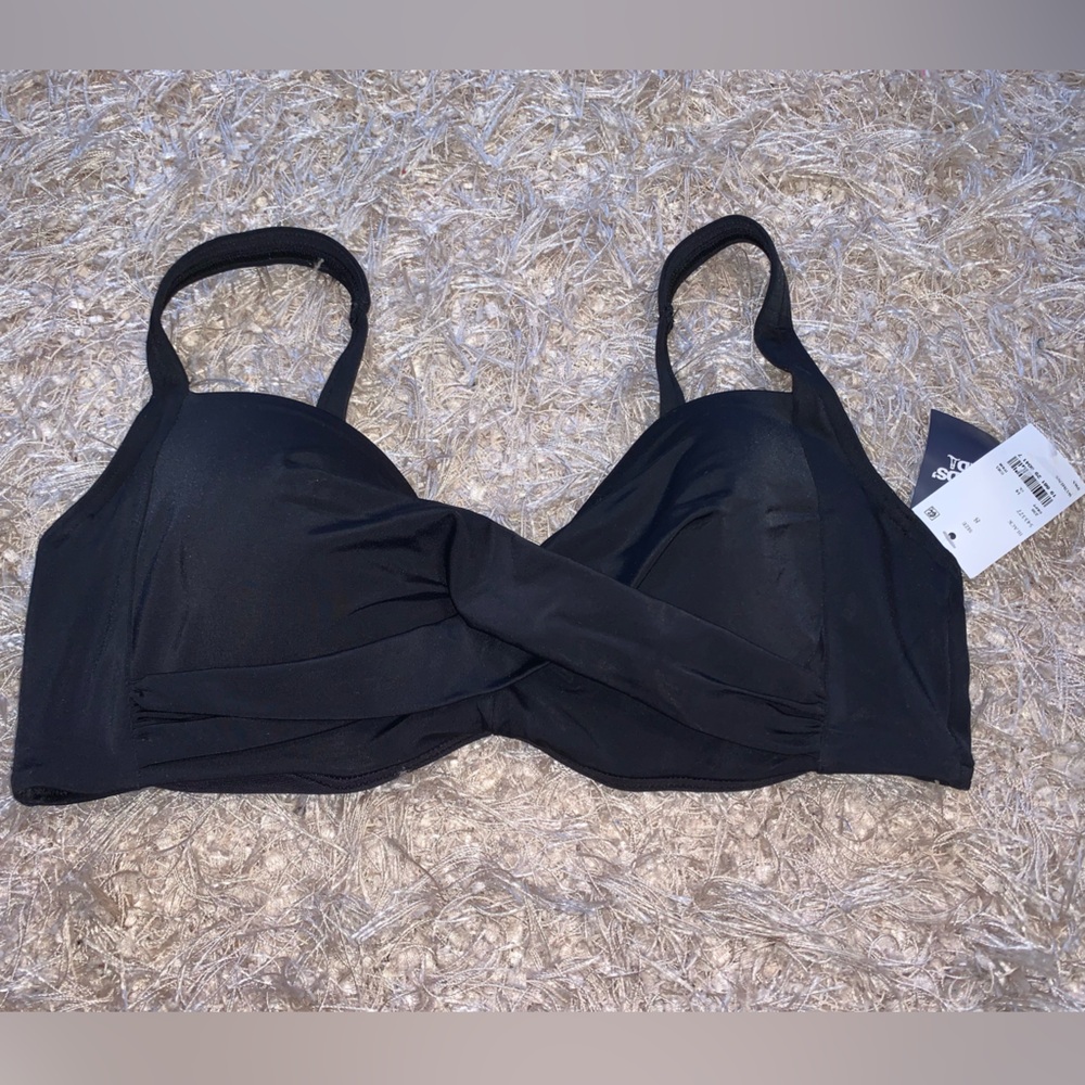 Lands' End Classic Black Women's Bikini top UPF 50+ Size 8 NWT
